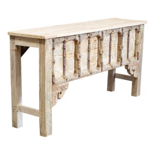Bleached Console or Sofa Table Crafted From a Traditional Rajasthani Door For Sale