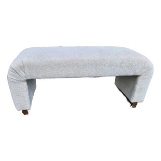Mid-Century Modern Custom Upholstered Waterfall Bench For Sale