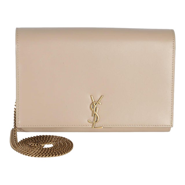 Tan Smooth Calfskin Cassandre Chain Clutch For Sale