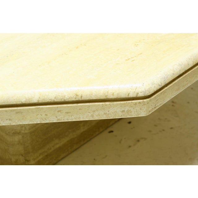 Cream Vintage Italian Travertine Coffee Table, 1970s For Sale - Image 8 of 10
