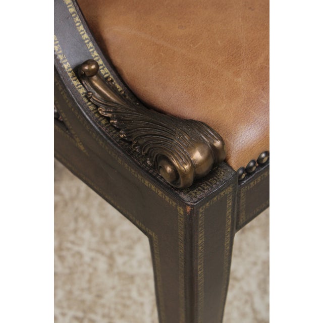 Set of 6 Maitland Smith Leather Lionhead Armchairs For Sale - Image 17 of 18