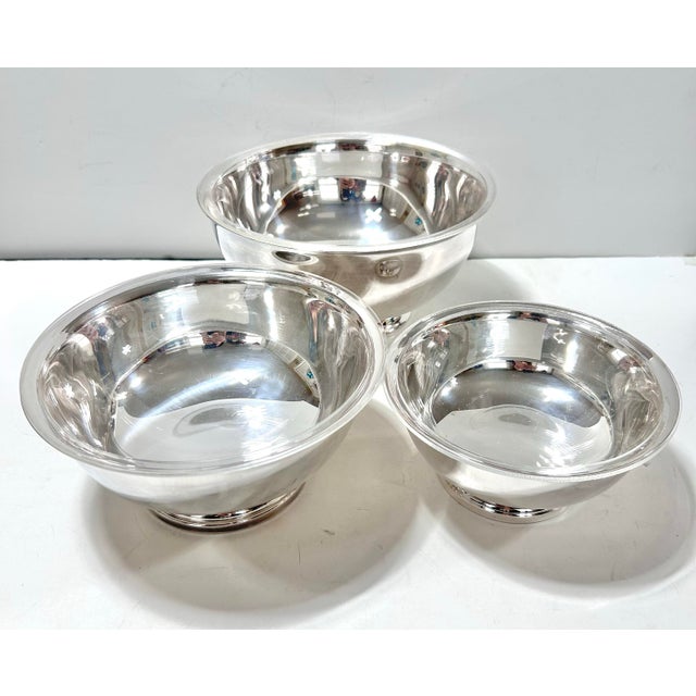 Gorham Vintage Silver-Plated Serving Bowls With Liners – Reed & Barton / Gorham Set of 3 For Sale - Image 4 of 12