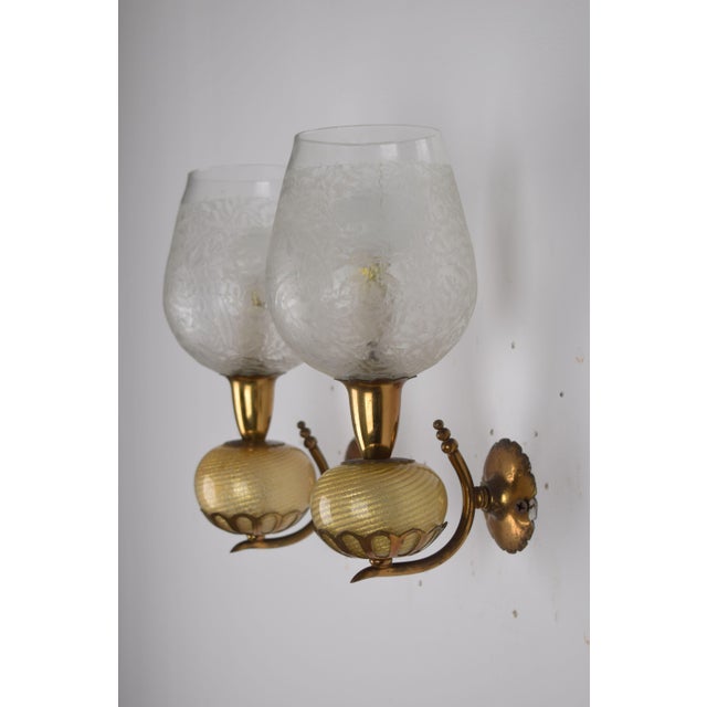 Metal Vintage Wall Lamps from Barovier & Toso, 1940s, Set of 2 For Sale - Image 7 of 15