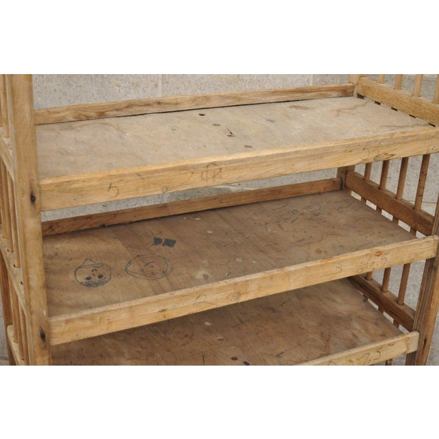 Vintage Wooden Industrial 5 Shelf Shoe Drying Rack / Retail Store