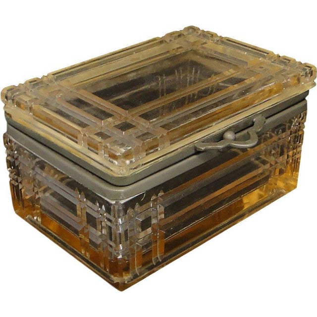 Glass Glass Trunk with Fitting from Huta Hortensja, 1930s For Sale - Image 7 of 7