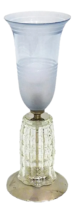 Art Deco Carved Foot & Blue Tulip Lamp