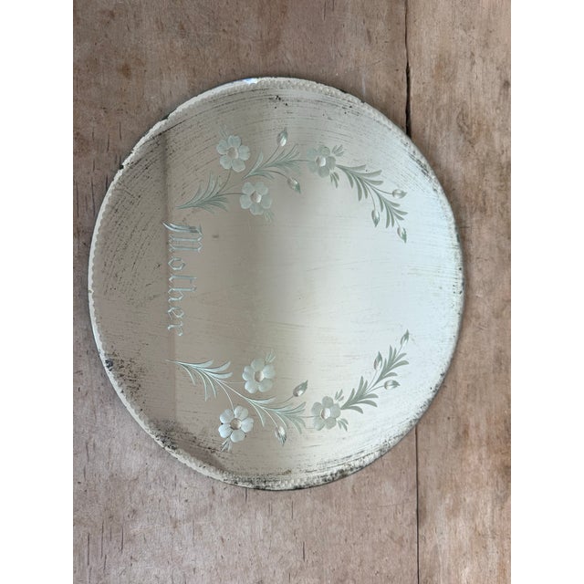 Traditional Etched Glass Mirror “Mother” For Sale - Image 3 of 5