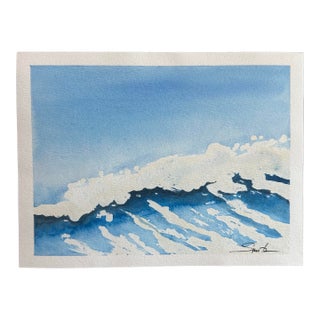 “Blue Crest” Original Watercolor Seascape by Nancy Smith For Sale