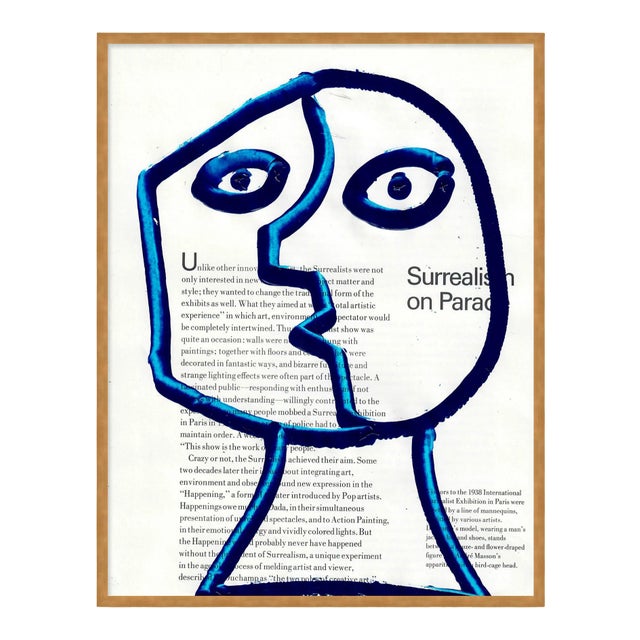 Funny Face 1 by Virginia Chamlee in Gold Frame, XS Art Print For Sale