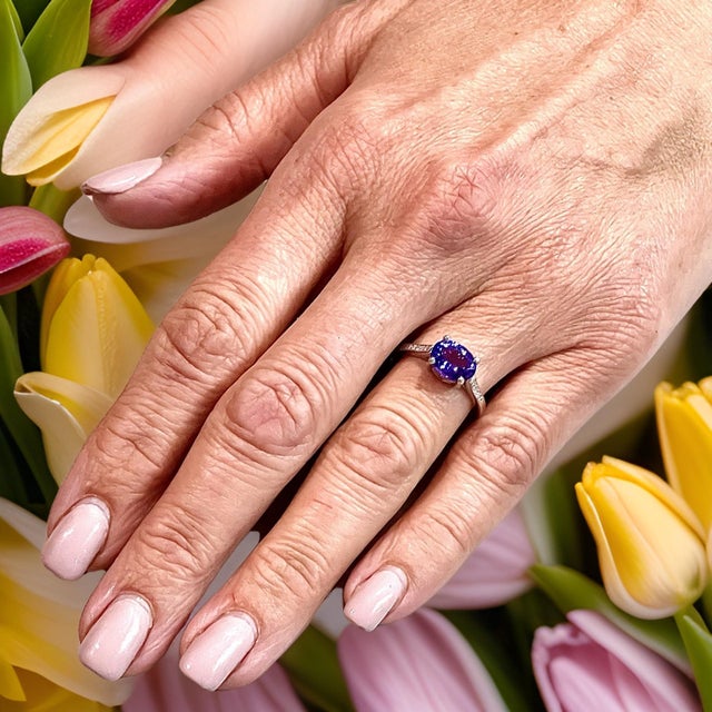 Natural Tanzanite Diamond Ring 6.5 14k WG 2.05 TCW Certified For Sale - Image 4 of 12