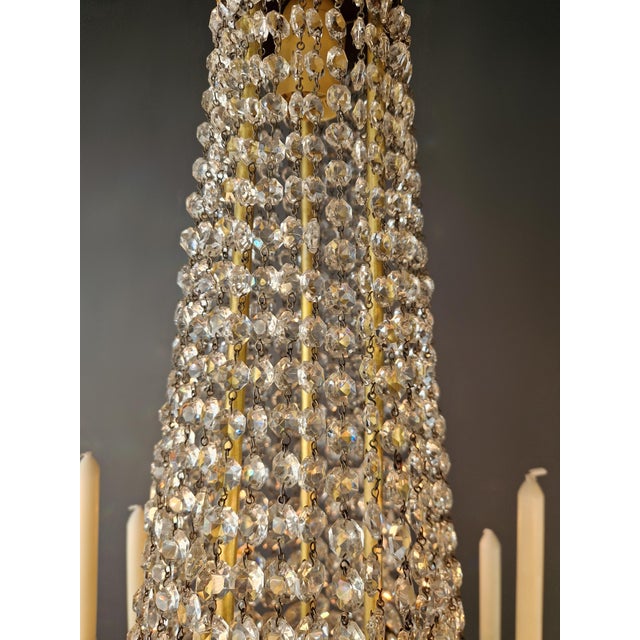 Antique Italian Empire Revival Brass and Crystal Chandelier Candle Holders For Sale - Image 13 of 14