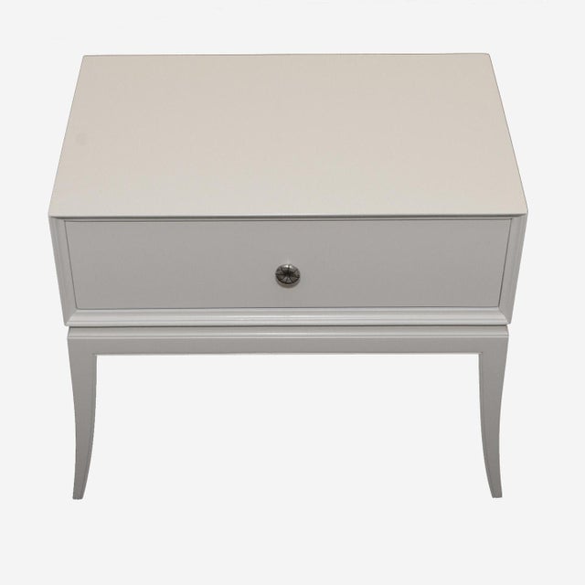 Mid-Century Modern Tommi Parzinger for Charak White Lacquered Bedside Table For Sale - Image 3 of 6