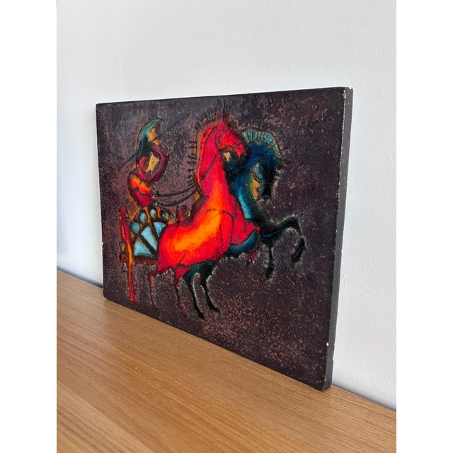 Beautiful large vintage ceramic wall plaque by Ruscha, Germany, dating from the 1970s. Striking hand-crafted design...