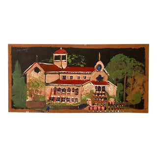 Jimmy Lee Sudduth Folk Art Painting Methodist Church Fayette, Alabama For Sale