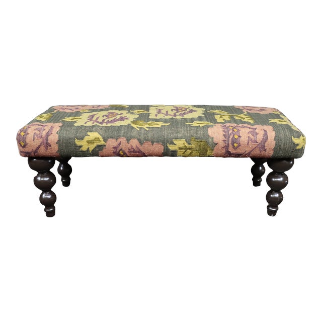 Floral Kilim Bench For Sale