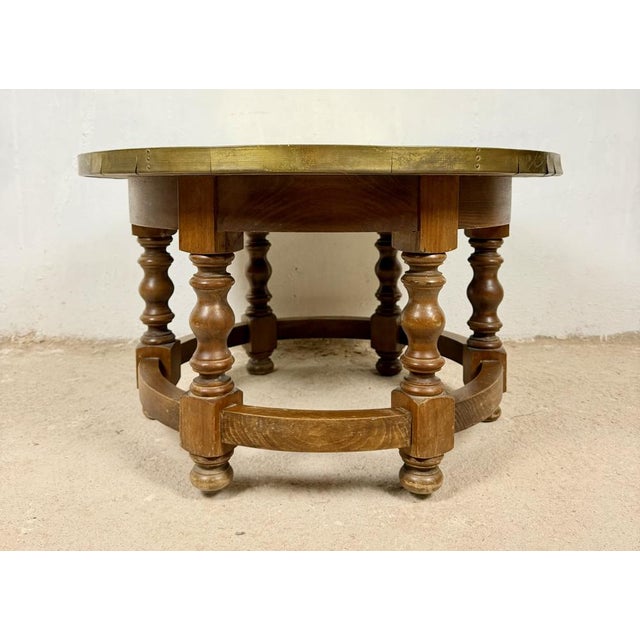 Spanish Center Table with Brass-Clad Top, 1960 For Sale - Image 4 of 11