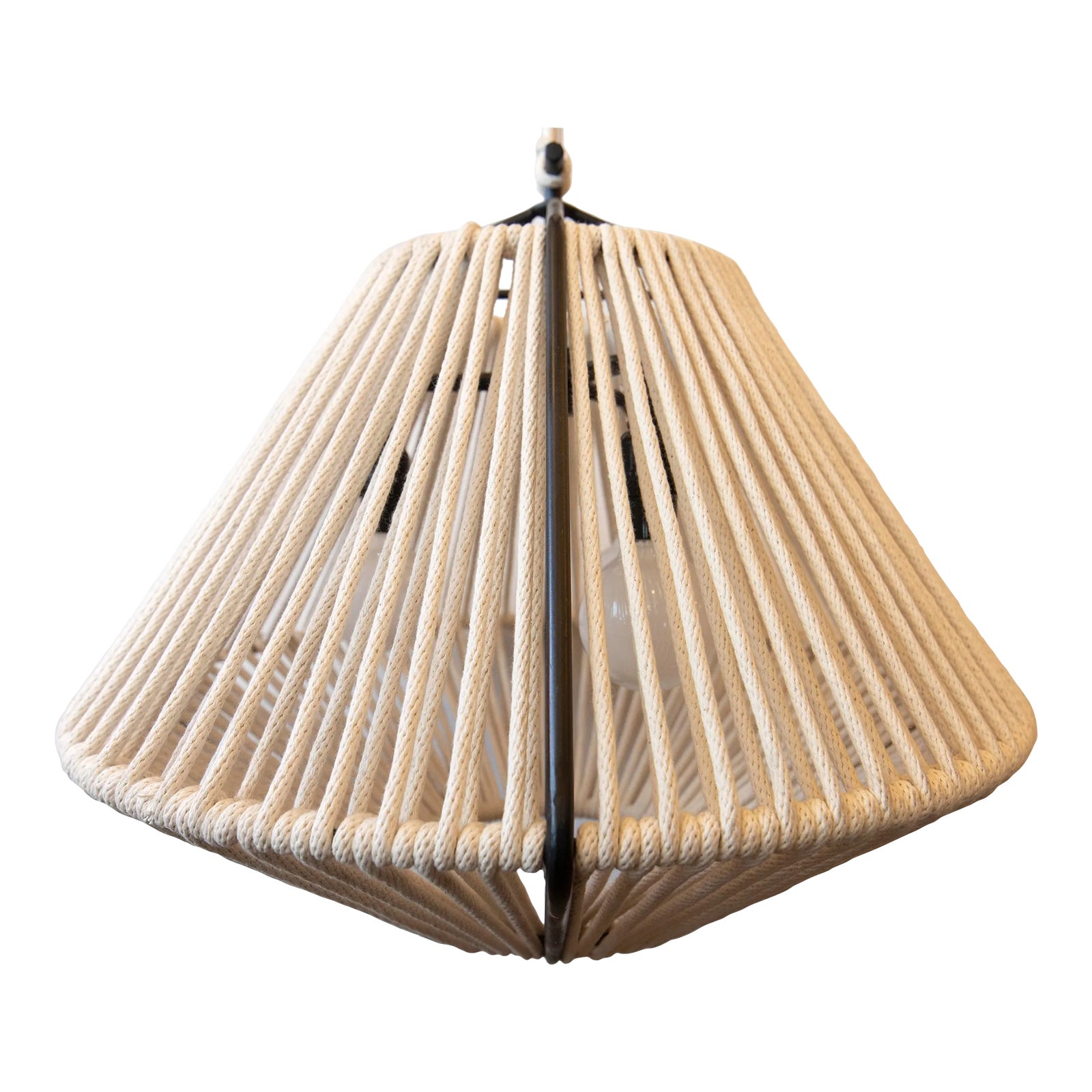 Prism White Cotton Rope Hanging Light Fixture | Chairish