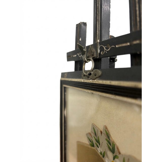 Circa 1850 Victorian Ebonized Tabletop Easel Frame With Faux-Inlay Painted Enamel For Sale - Image 9 of 9