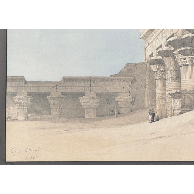 David Roberts Hand-Colored Egypt Lithograph – Temple of Edfu – 19th Century For Sale - Image 4 of 7