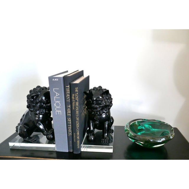 MCM Murano Art Glass Archimede Seguso Emerald Green Large Bowl Gold Leaf Flake For Sale - Image 10 of 15