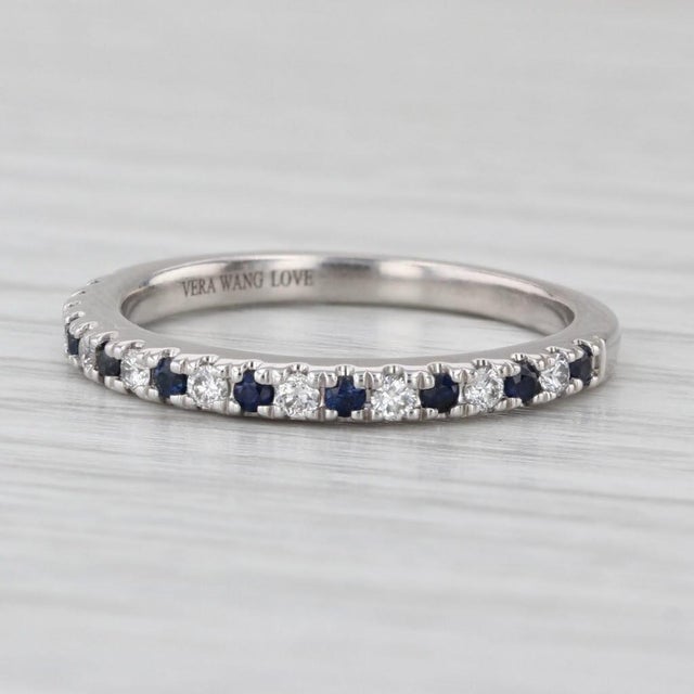 2010s Vera Wang Love 0.29ctw Sapphire Diamond Band 14k Gold Stackable Wedding Ring, Size 6.5 For Sale - Image 5 of 9
