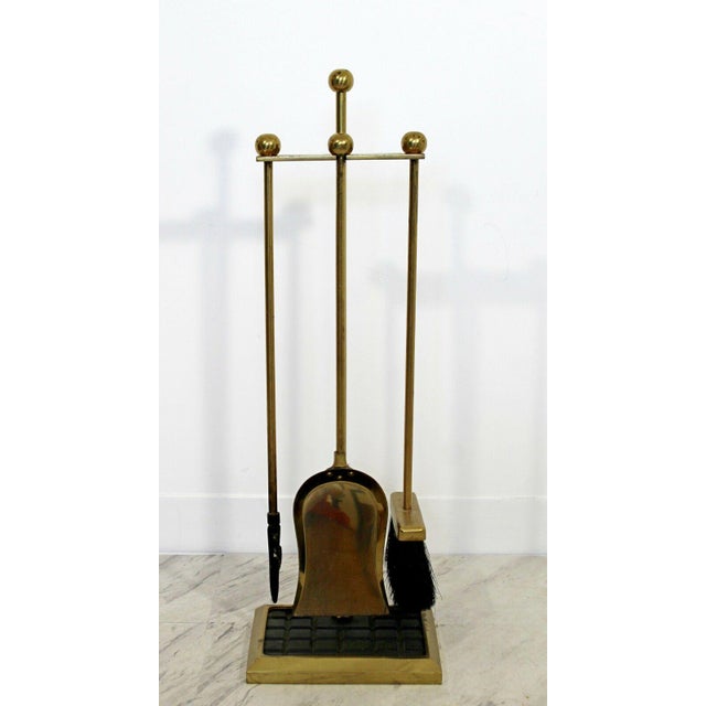 Mid Century Modern Brass Set of Fireplace Tools 1960s Shovel Poker