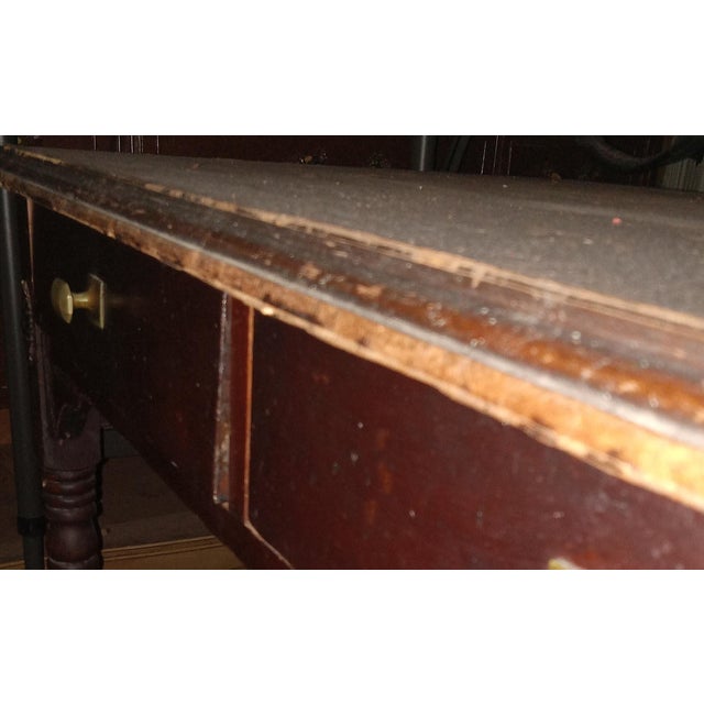 Antique Stately Primitive Mexican-Style Secretarial Writing Table - Carved Solid Wood Desk With Historied Weathering For Sale - Image 12 of 14