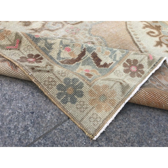 Art Deco Vintage Turkish Hand Knotted Nomadic Wool Rug - 4′5″ × 7′8″ For Sale - Image 3 of 11