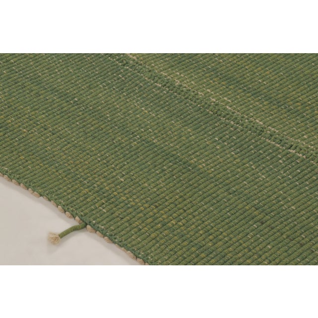Textile Rug & Kilim's Contemporary Rez Kilim Flatweave Rug With Green Striped Design For Sale - Image 7 of 10