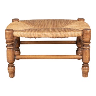 Small Country French Rush Seat Stool For Sale