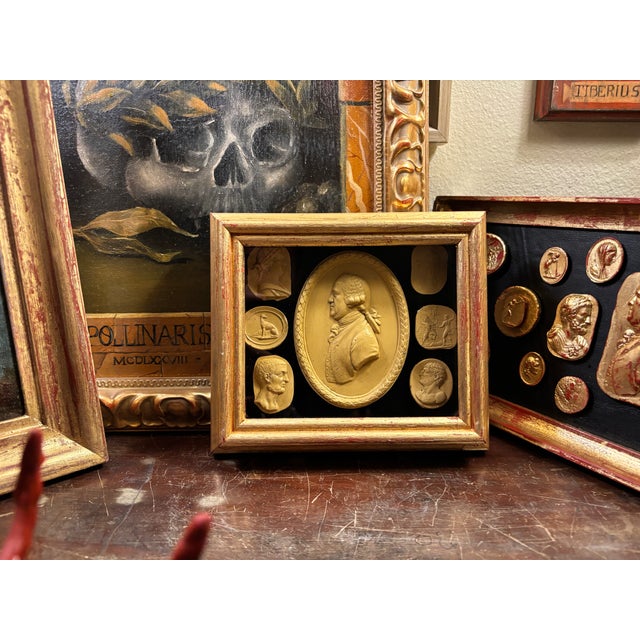 Classical Regency Style Grand Tour Intaglio Shadow Box Set With the Profile of Josiah Wedgwood For Sale - Image 9 of 12