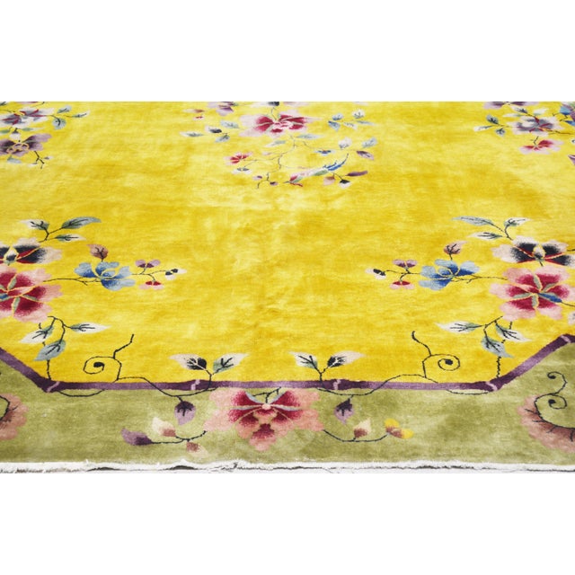 Antique Chinese Hand Knotted Wool Rug, 9x11'8 For Sale - Image 4 of 5