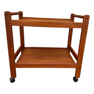 Mid Century Teak Two Tier Danish Cocktail Trolley Bar Cart For Sale