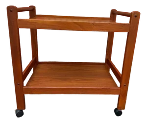 Mid Century Teak Two Tier Danish Cocktail Trolley Bar Cart