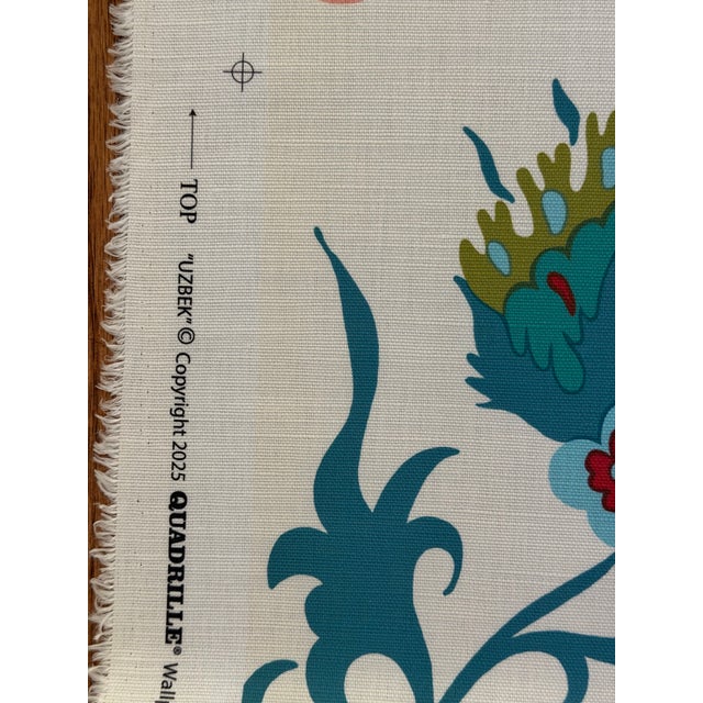 Quadrille Uzbek Multi Green Pink Blues Fabric 8 Yards For Sale In Raleigh - Image 6 of 8