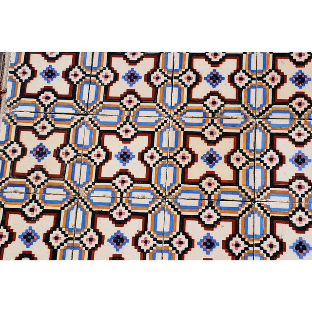 Art Nouveau / Early Art Deco Design Set of 33 Portuguese Geometric Tiles Multicolor c.1900s For Sale - Image 10 of 18