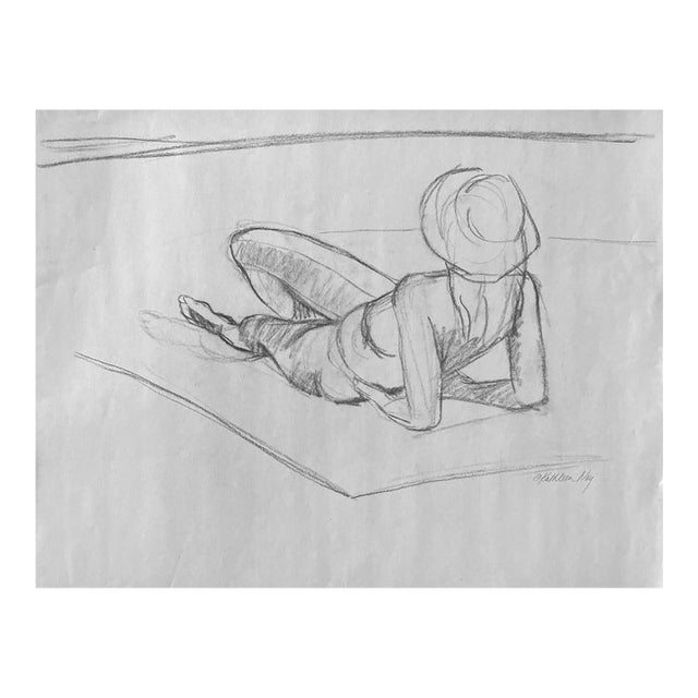 Original Charcoal Life Drawing, Summer Ease For Sale