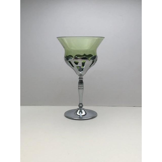 Chrome Vintage Multicolored Chrome Scrollwork Wine Glasses- Set of 5 For Sale - Image 8 of 13