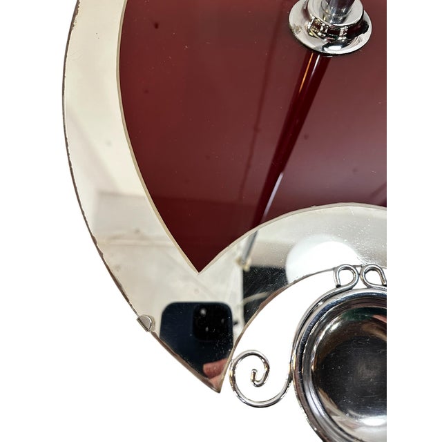 Art Deco Mirrored Chrome and Burgendy Drinks Table and Floor Lamp, 1930, Set of 2 For Sale - Image 4 of 14