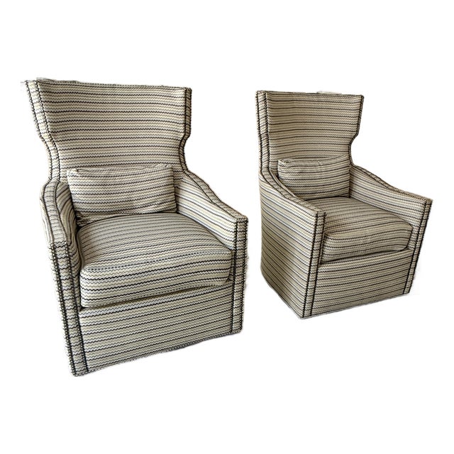 Pair Duralee Swivel Chairs For Sale