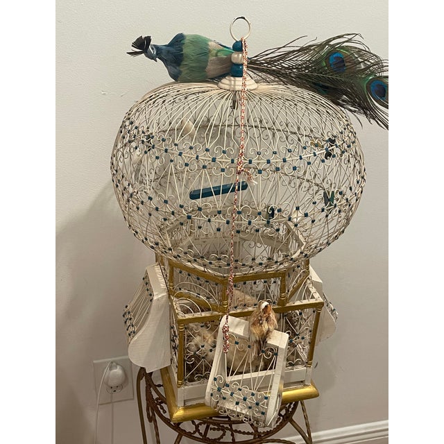 Shabby Chic Antique Wired Bird Cage For Sale - Image 3 of 3