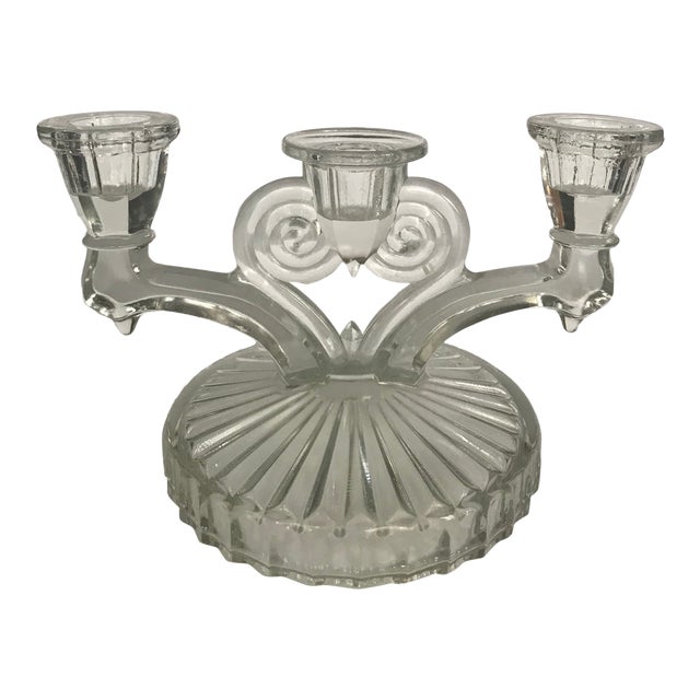 Vintage 3 Candle Glass Candle Holder Chairish