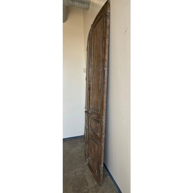19th Century French Carved Doors With Distressed Wood and Gilt Accents For Sale In Los Angeles - Image 6 of 15