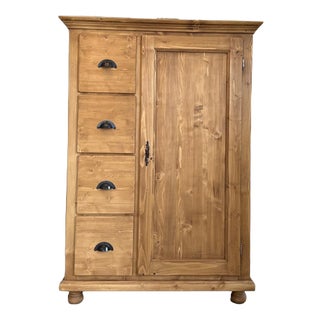 Rustic Farmhouse Bread Cabinet in Wood For Sale