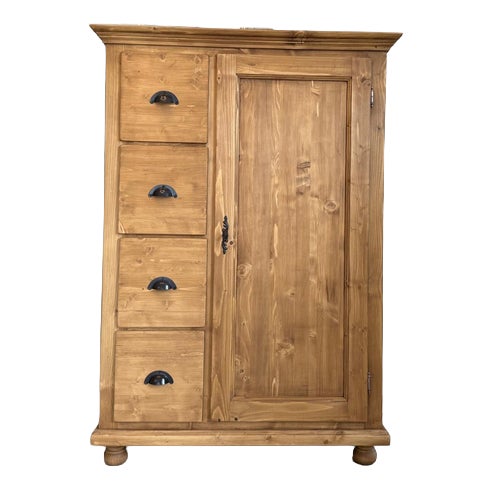 Rustic Farmhouse Bread Cabinet in Wood For Sale