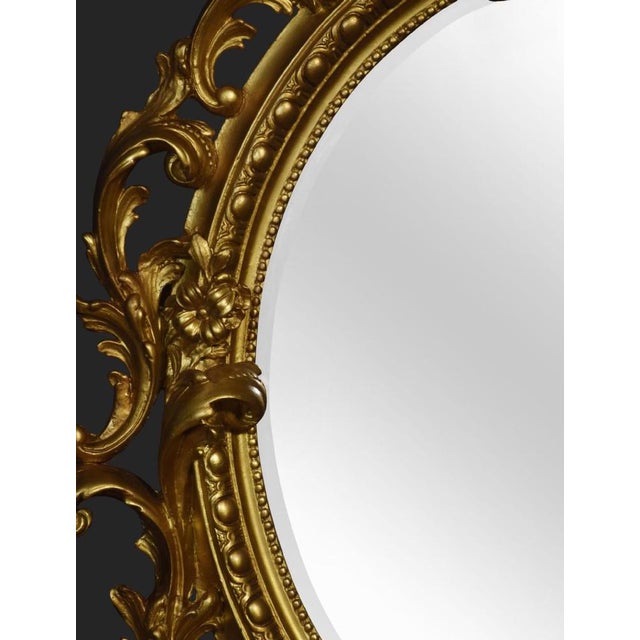 Carved Gilt-Wood Oval Wall Mirror For Sale - Image 9 of 10
