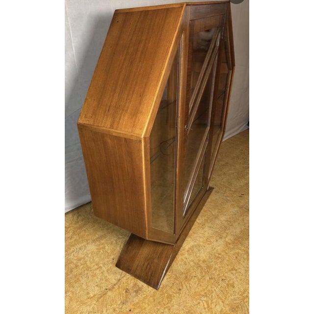 Wood Art Deco Hexagonal Walnut Display Cabinet, 1920s-1930s For Sale - Image 7 of 10