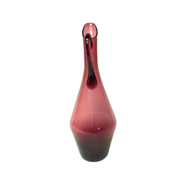 Mid-Century Modern Mid Century Modern Empoli Purple Glass Decanter Pitcher Carafe Italy Italian For Sale - Image 3 of 7