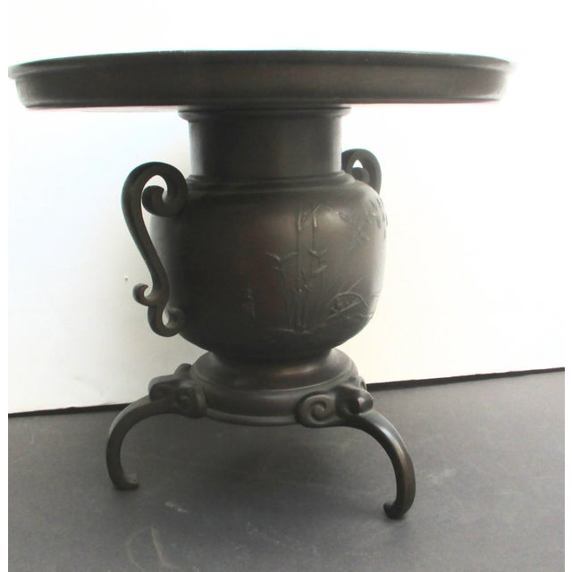 Japanese Japanese Usubata Bronze Antique Vase For Sale - Image 3 of 12