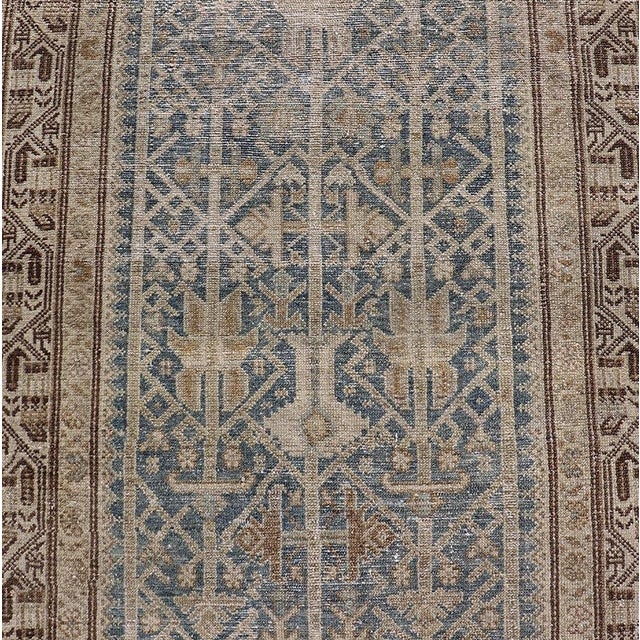 Long Antique Persian Malayer Runner in Gray, Blue, Green With All-Over Design For Sale - Image 11 of 13